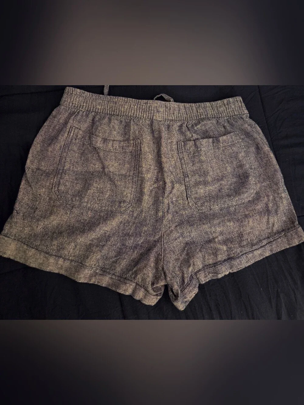 Set Of 3. Old Navy Medium Linen Blend Shorts-Chambray Blue, Brown & Rusty Red